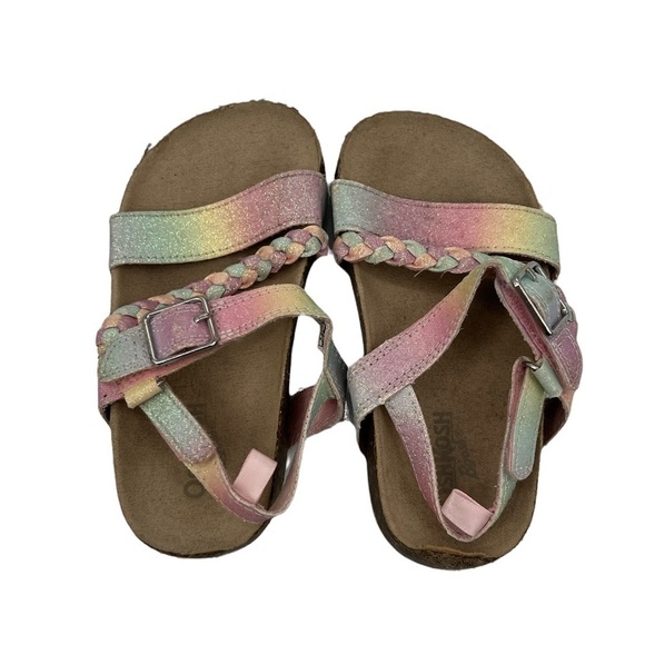 OshKosh B'Gosh Faith Ombre Rainbow Sparkle Footbed Sandals Size 10 Little Girls - Picture 5 of 9